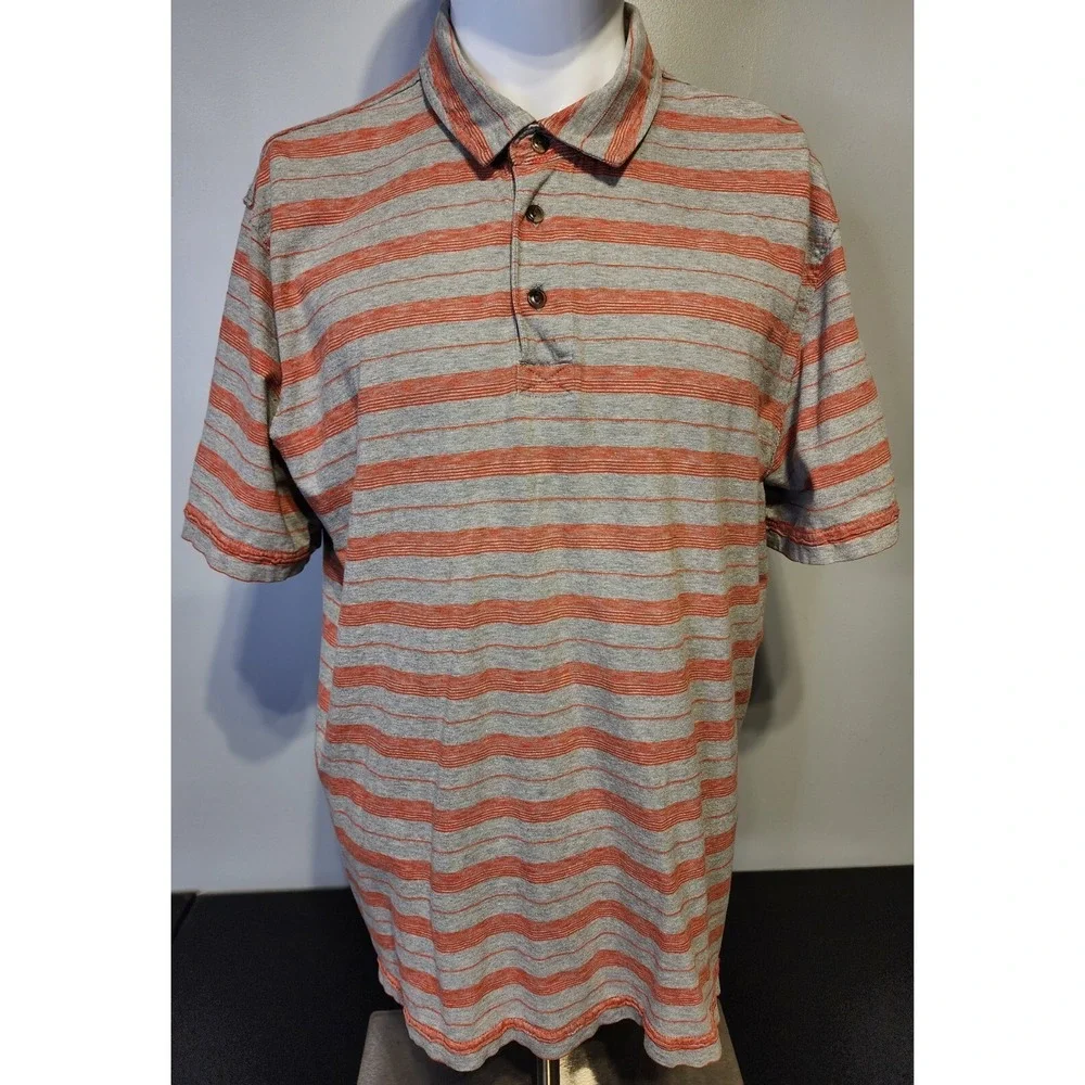 The North Face‎ Shirt Golf Polo Mens Size XL Gray Orange Striped Short Sleeve